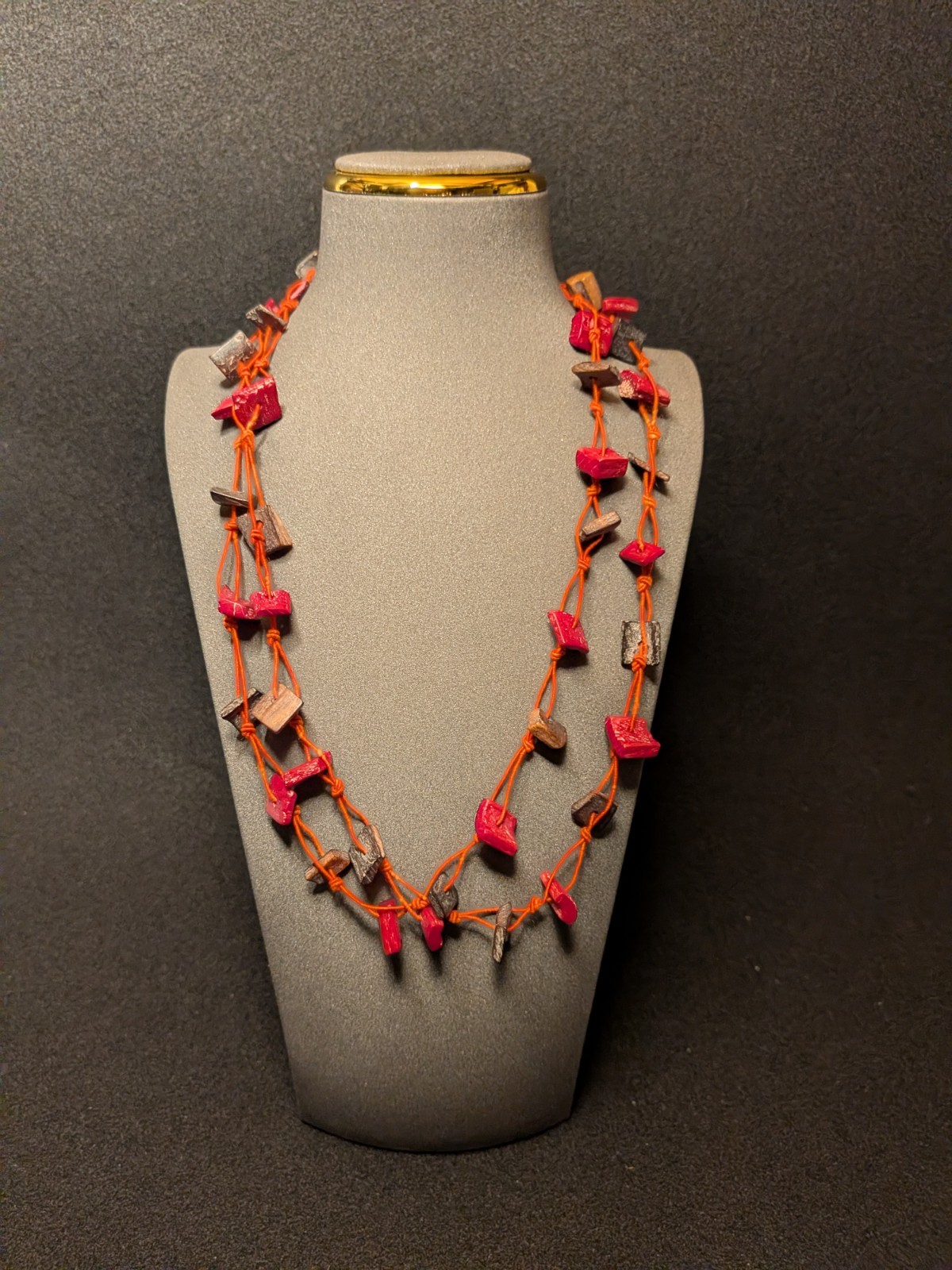 Black And Red Coral Necklace 23.5 In Long