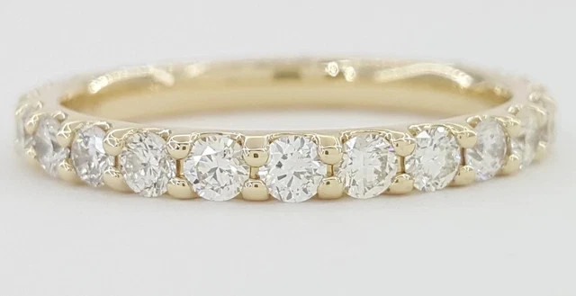 2Ct Round Cut moissanite Diamond Eternity Wedding Band 14K Yellow Gold plating