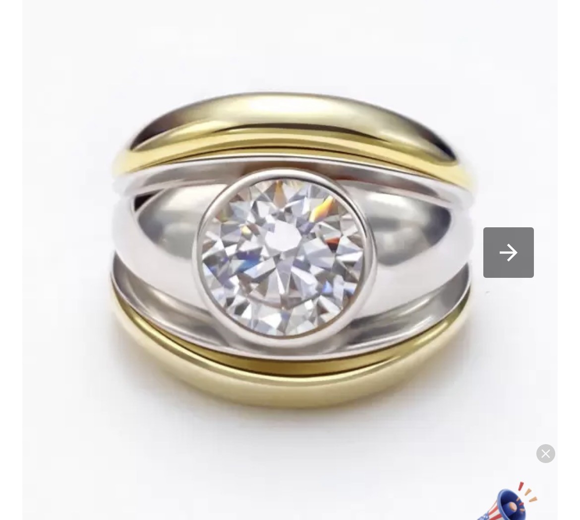 Sayabling 3 carat Engagement ring size 8 Round Two Tone Modern