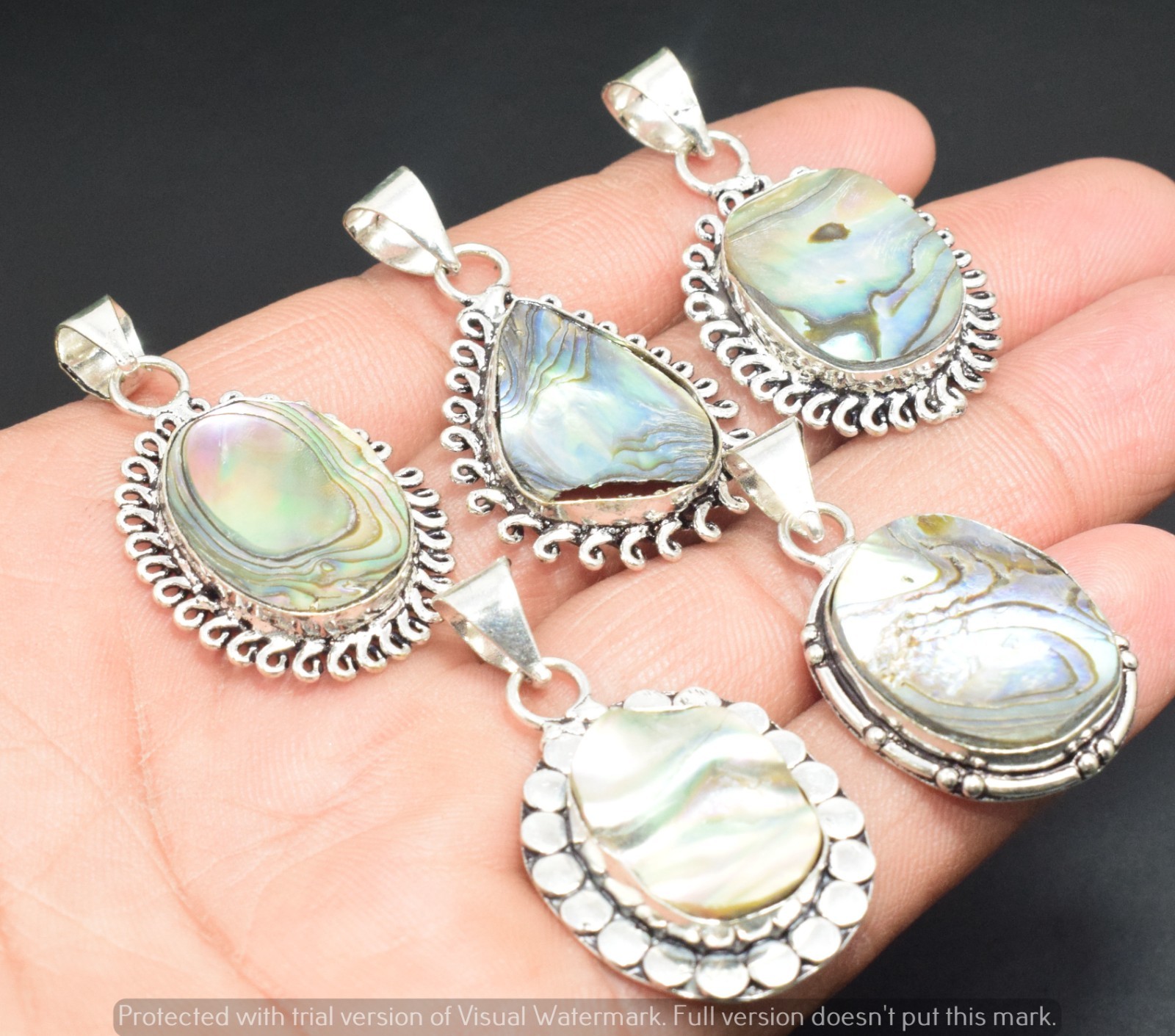 Ablone Shell Gemstone Pendant Wholesale Lot 925 Silver Plated Jewelry