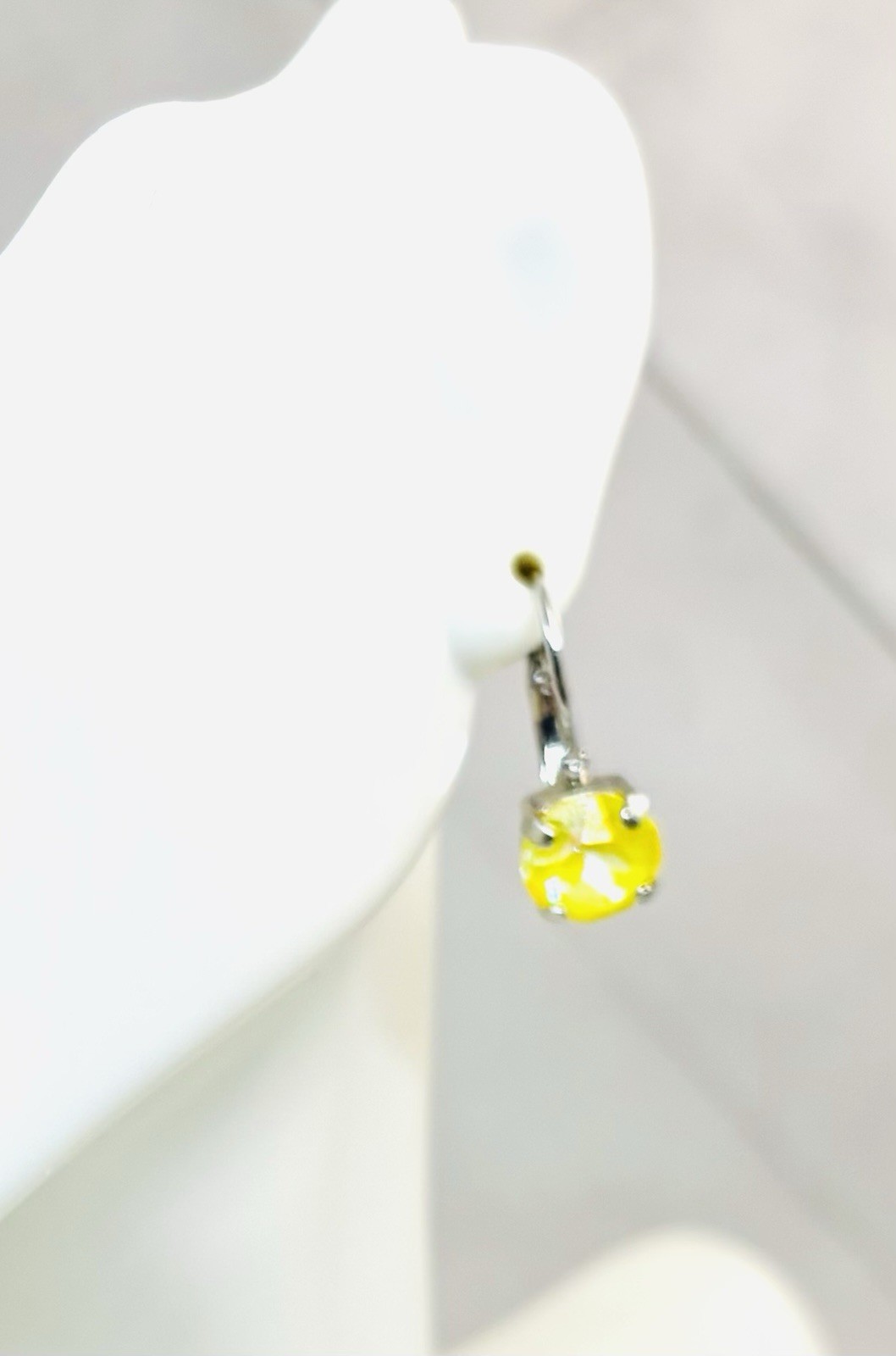 8mm Shiny Silver Plated Sunshine Yellow Neon Delite Cup Chain Drop Earrings