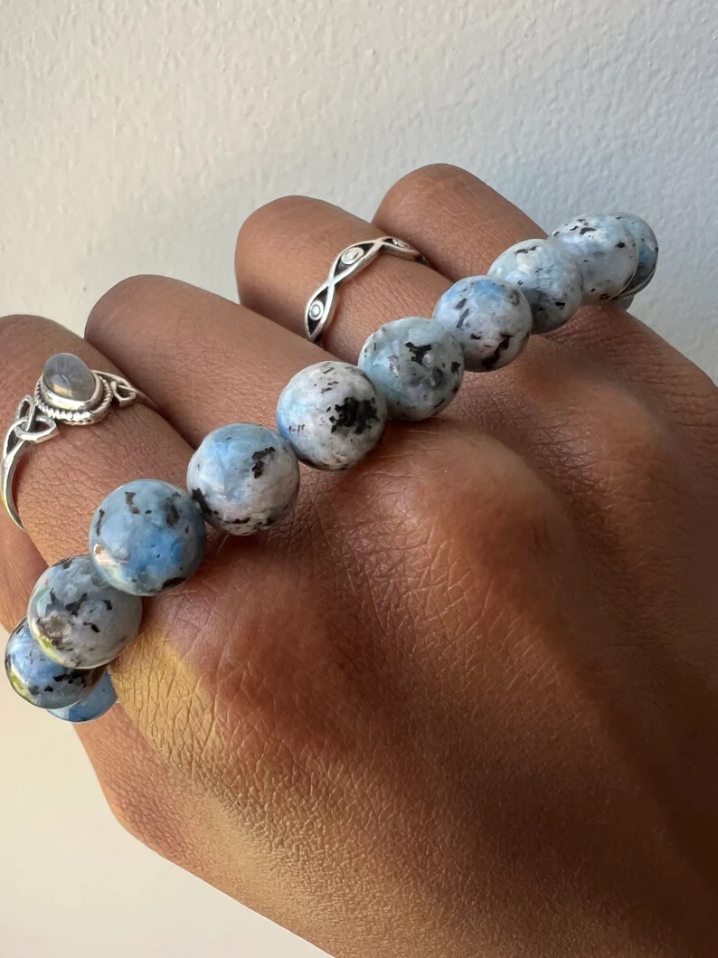 Handmade K2 Himalayan Blue Azurite 8MM Unisex Bracelet Reiki Healing Gift