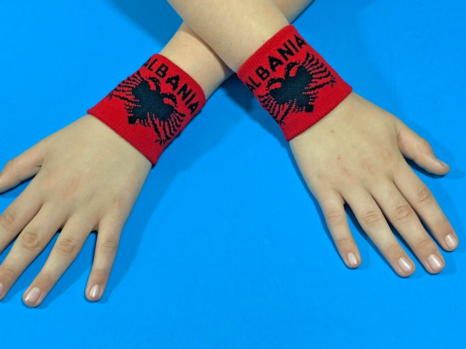 NEW ALBANIA FLAG 2WRIST BAND-ELASTIC FLAG SPORT UNISEX BRACELET-ALBANIA SOUVENIR