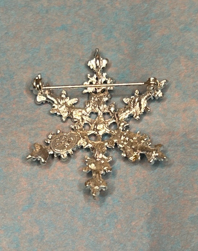 Christopher Radko Brooch Silvertone Snowflake Pin Brooch Pendant Sparkle