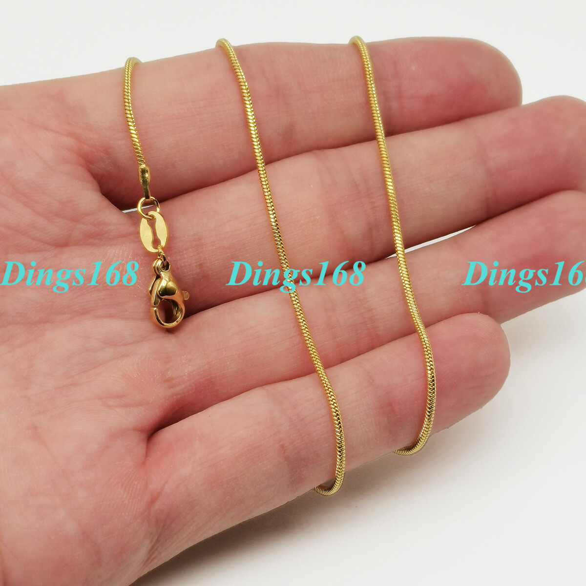18 Yellow Gold Filled Classic Italian Snake Chain Necklace 16/18/20/22/24/26-38″