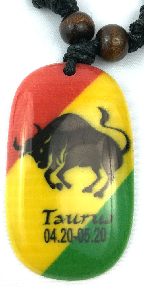 Rasta Zodiac Symbols Adjustable Sliding Knot Necklace Ceramic Astrology Sign