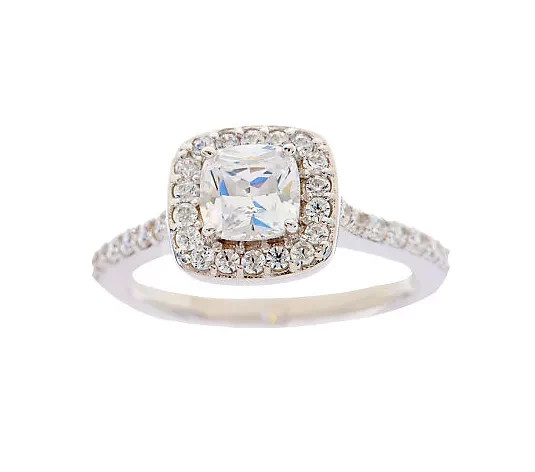 QVC EPIPHANY DIAMONIQUE 1.40ct tw HALO SOLITAIRE RING SZ 6 #J269200