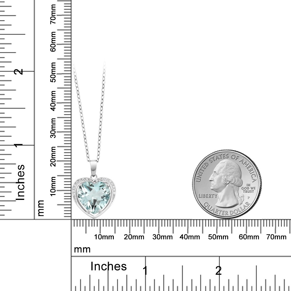 3.00 Cttw Simulated Aquamarine Pendant Necklace For Women | 925 Sterling Silver