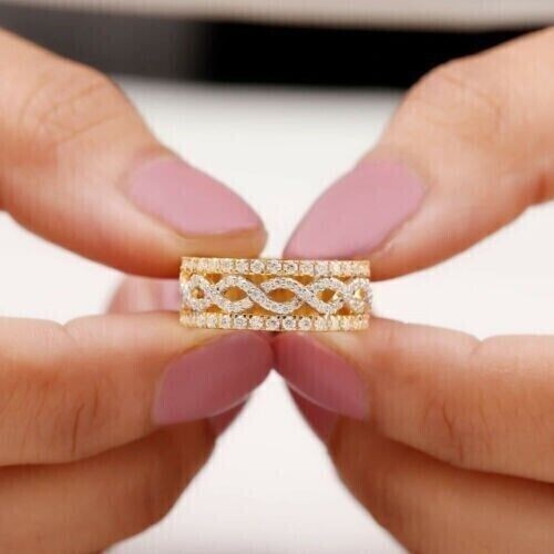 Women’s 2Ct Round Cut Simulated Diamond Crisscross Ring 14k Yellow Gold Plated
