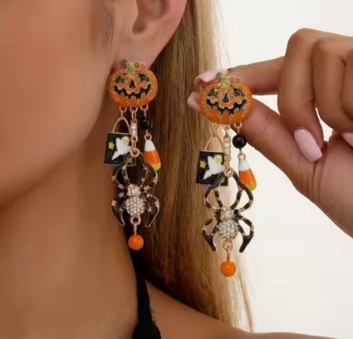 Halloween Earrings Collection Pumpkin Ghost Spider Skeleton Gothic Dangle Gift
