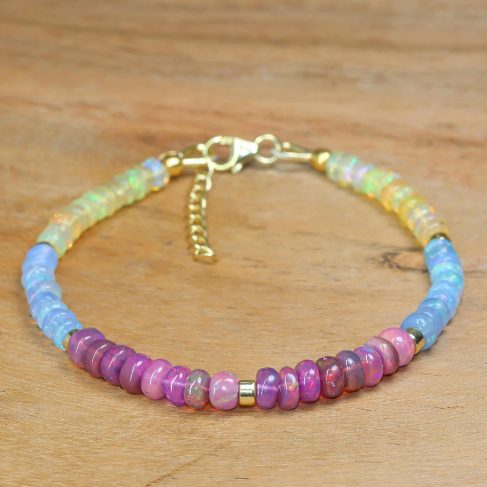 Fire Opal Beads Bracelet, Genuine Handmade Opal Gemstone Beaded Bracelet for her
