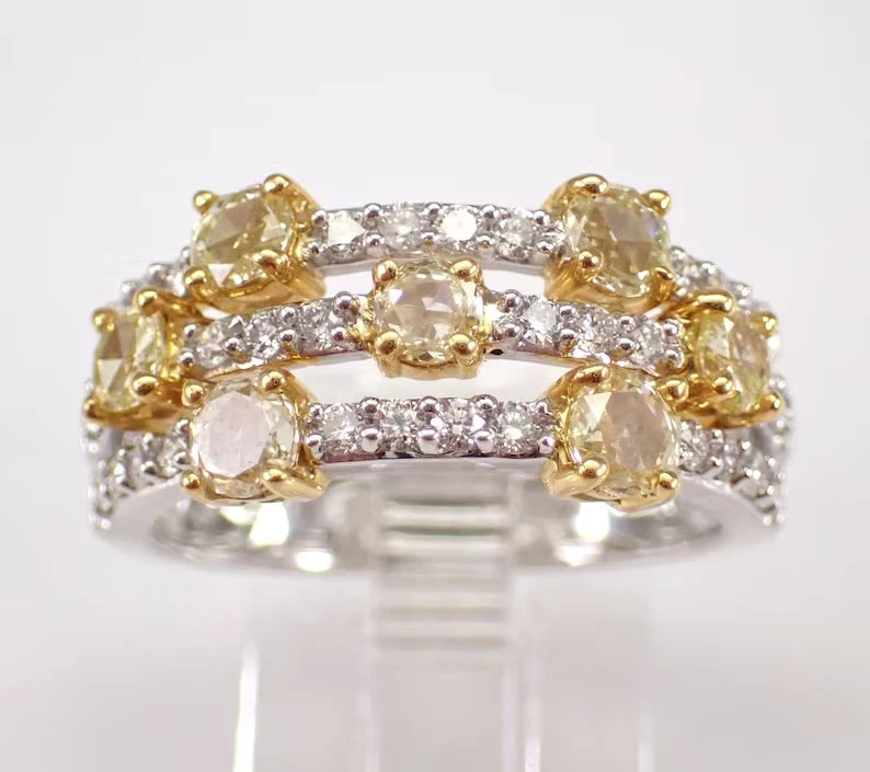 2Ct Round Cut Lab-Created Citrine Stackable Wedding Band 14K White Gold Plated
