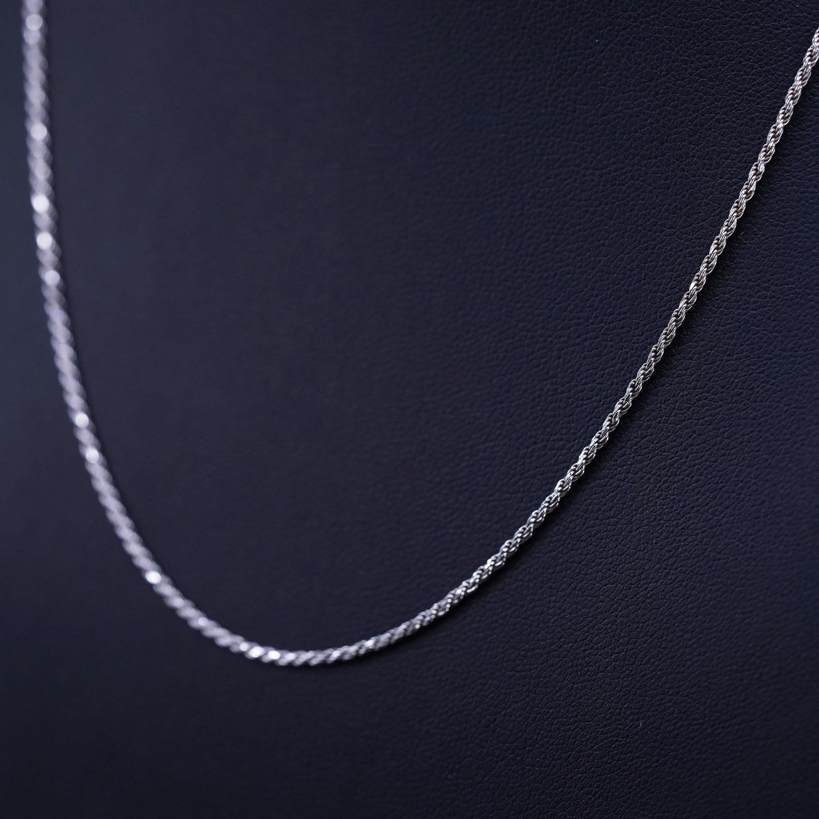 18” 1.6mm, vintage Italian AGI sterling silver 925 rope chain necklace