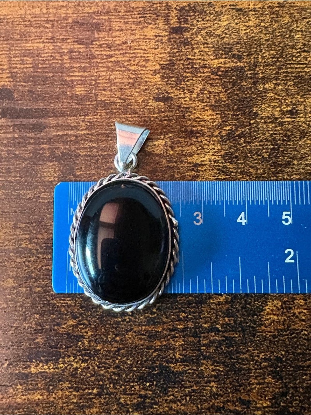 Black Oval Onyx Silver Pendant Necklace