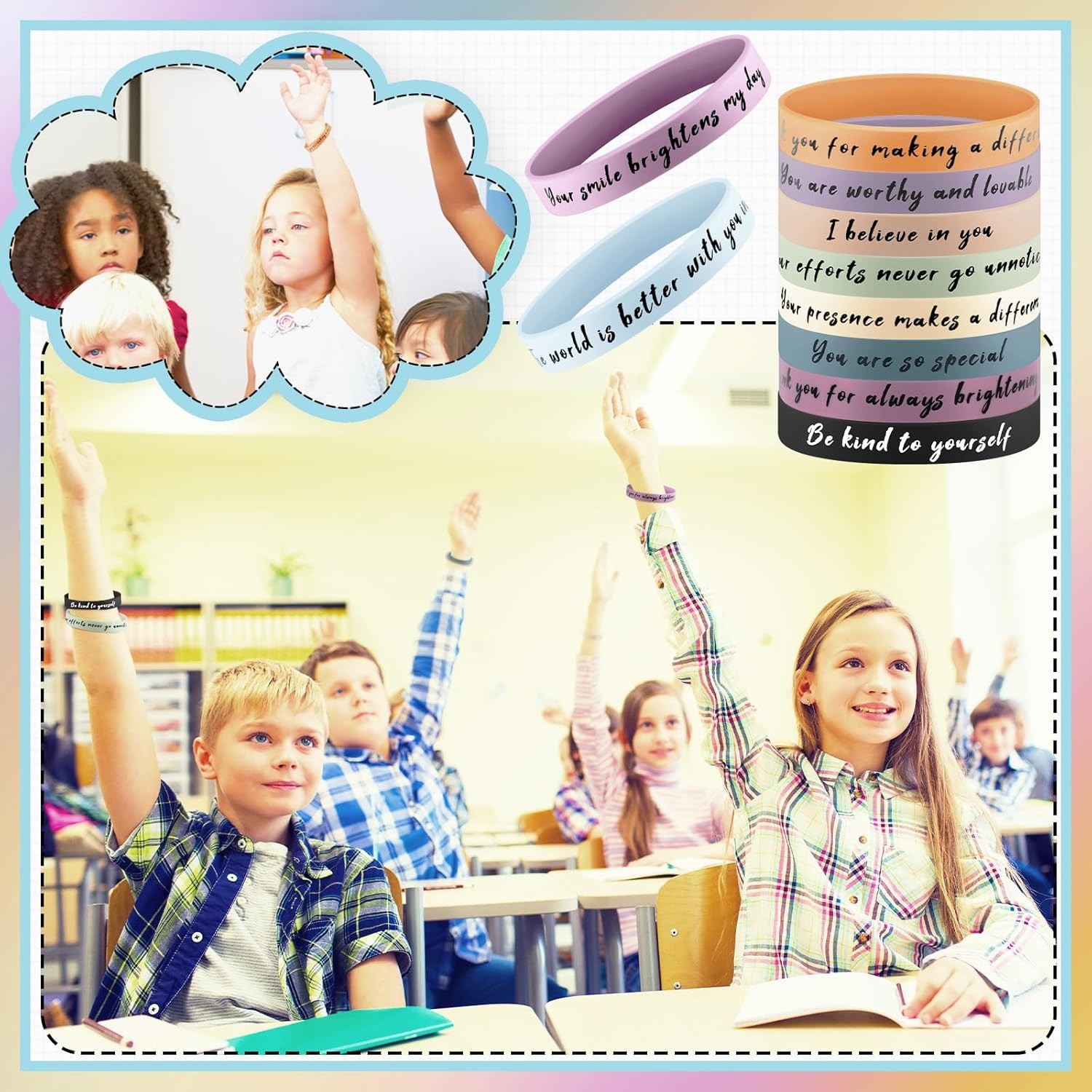 120 Pcs Motivational Quote Rubber Wristbands Inspirational Silicone Bracelets Bu