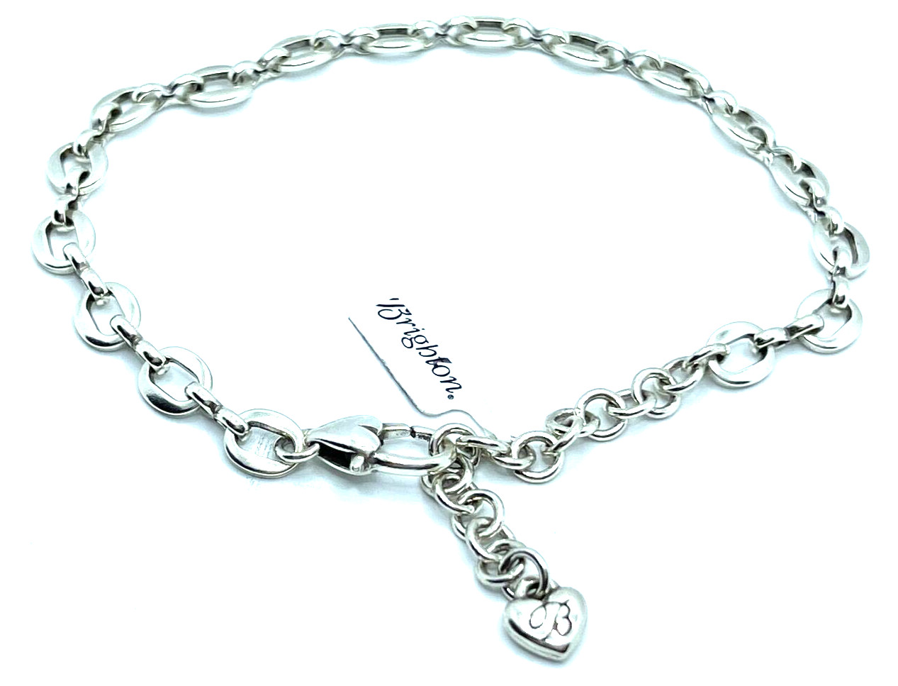 Brighton Delicate Oval Linked Chain Bracelet or Anklet Excellent Silver 10″ NWT