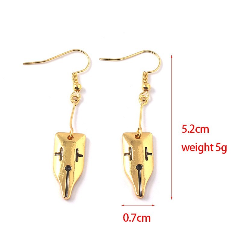 Fountain Pen Nib Earrings Gold Unique Style Fun Women’s Costume Jewelry
