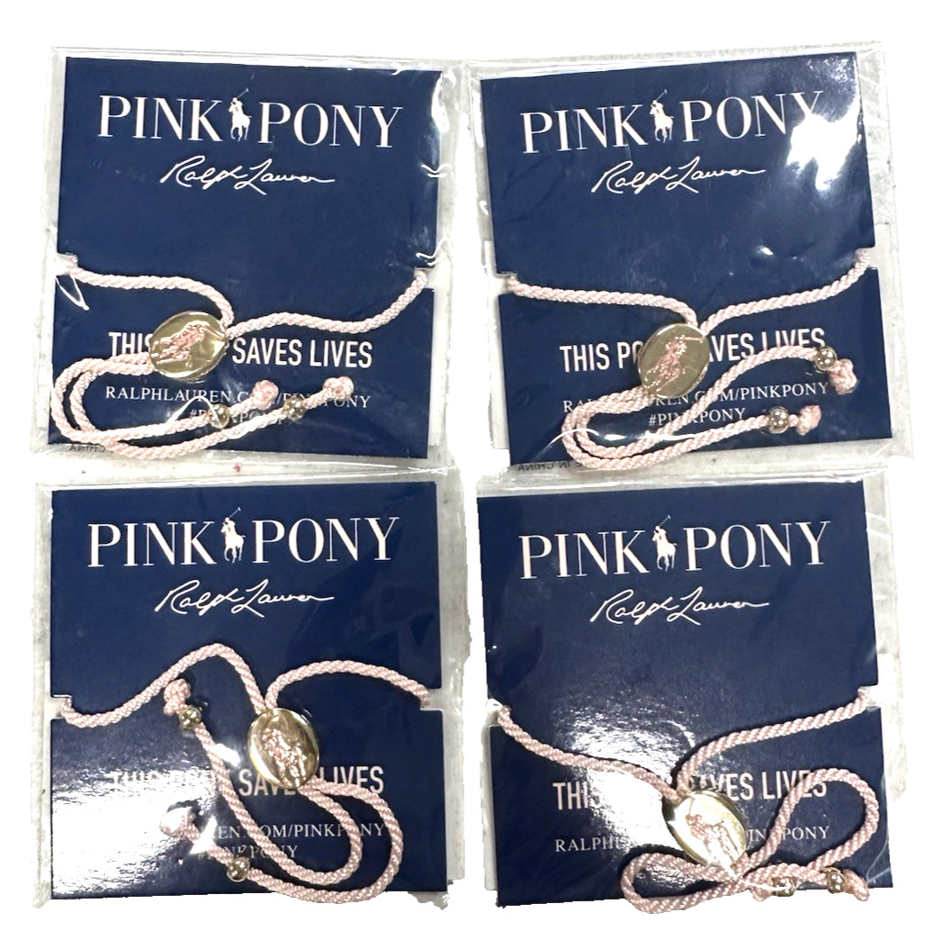 Polo Ralph Lauren Light Pink Pony Bracelet Cancer Awareness 4-PACKS