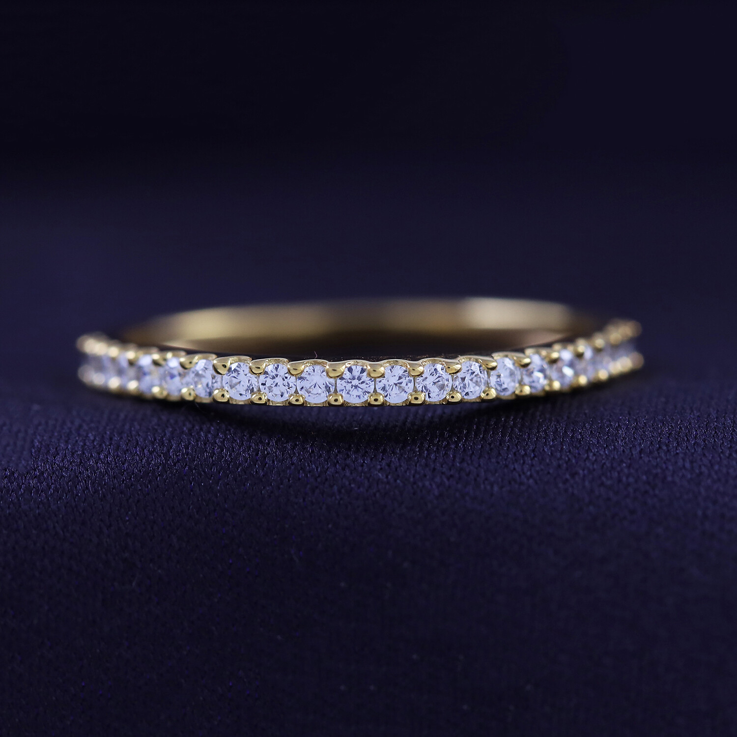 Stackable Eternity Band Ring Round Cut Simulated Diamond 925 Sterling Silver