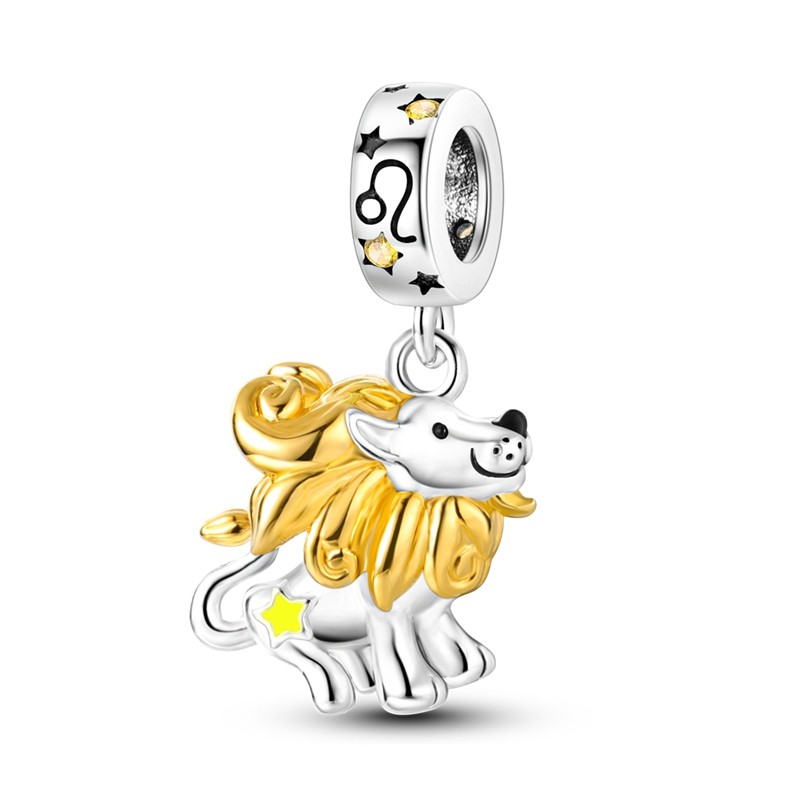 MULA European 925 Silver Charm AAA CZ Enamel Leo Dangle For Women Bracelet