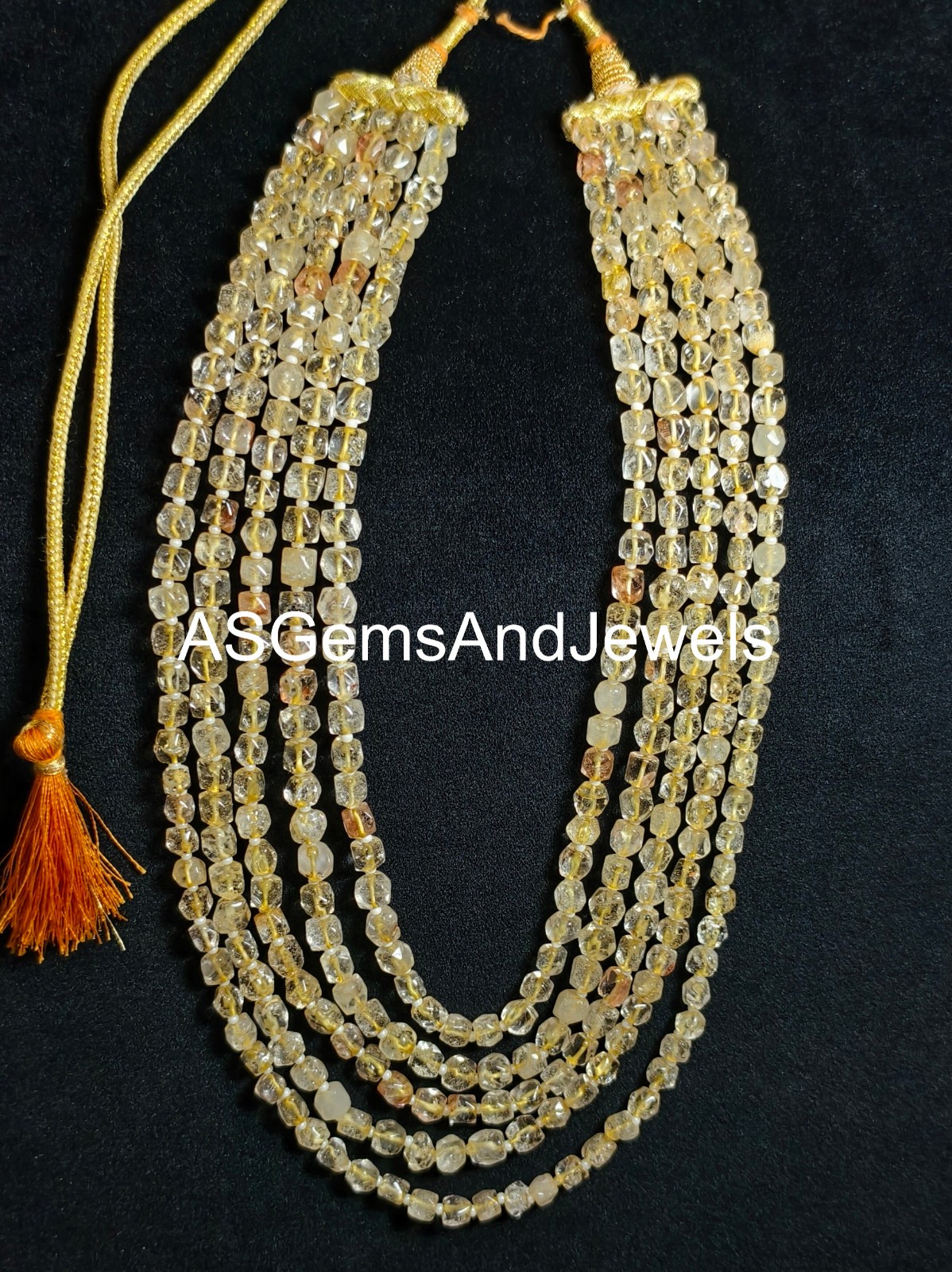 Natural Golden Rutile Gemstone Square Cube Beads Handmade Necklace Size 4-5mm