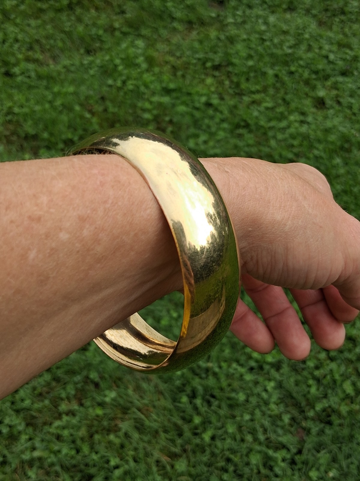 Vintage 70s Oversized Brass Statement Cuff Bracelet 3.5″ inner Forearm Cuff 39g