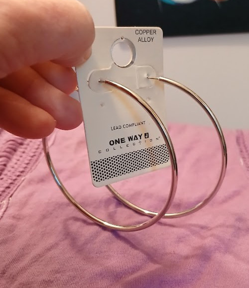 New ONE WAY COLLECTION Silver tone Hoop Earrings 3″ Copper Alloy Lead compliant