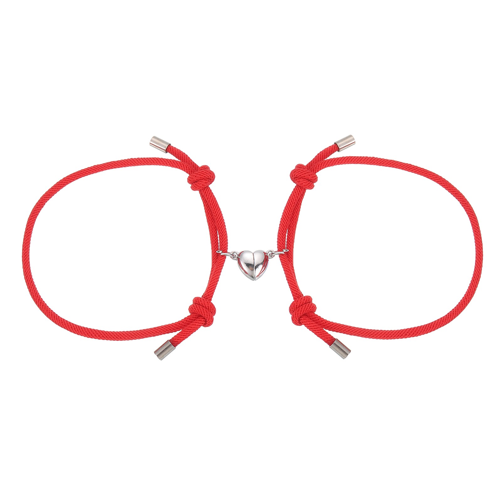 Magnetic Couples Matching Adjustable Braided Bracelet, Red