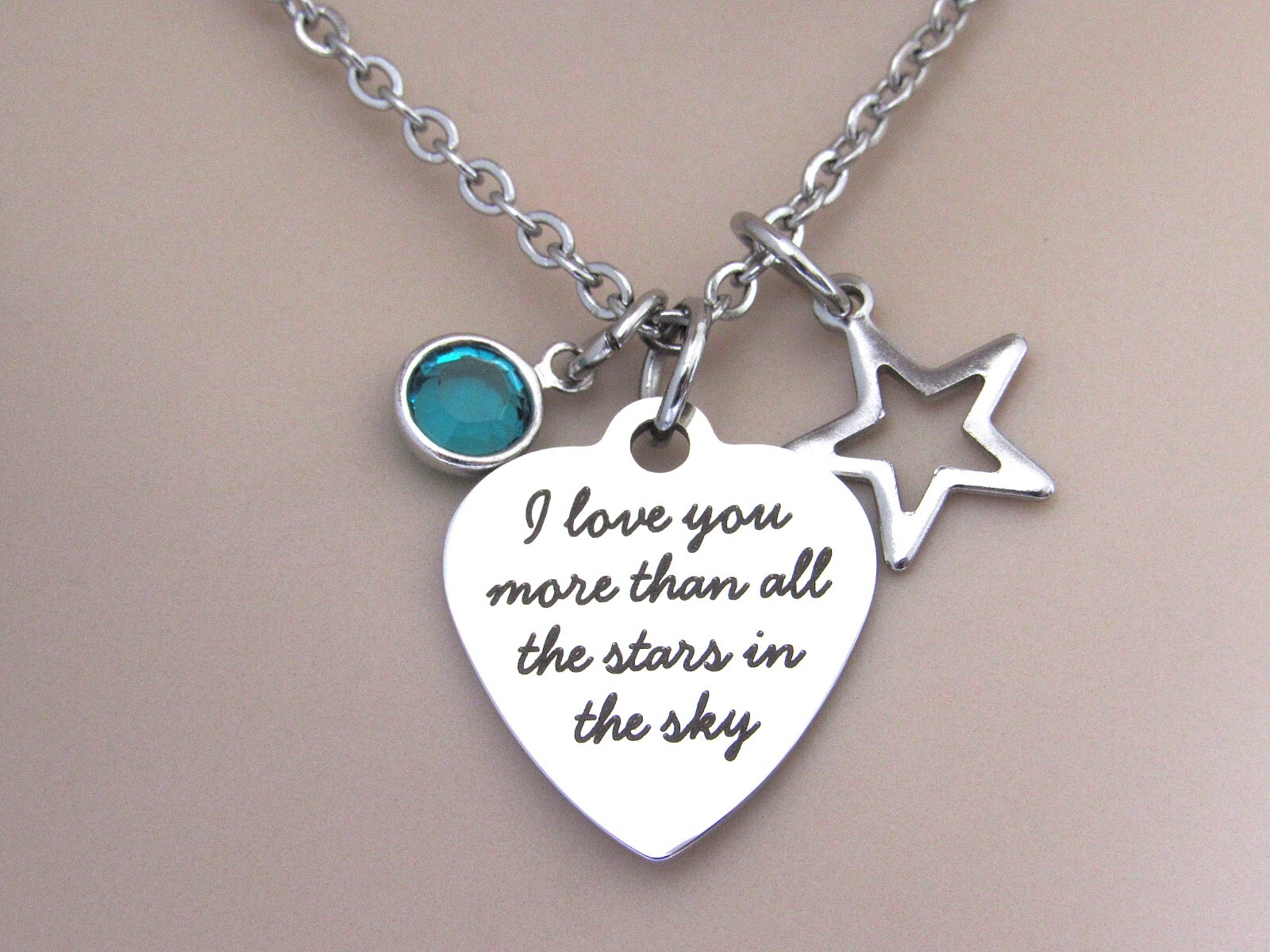 I Love You More than all the Stars in the Sky Necklace, Daughter Jewelry Gift