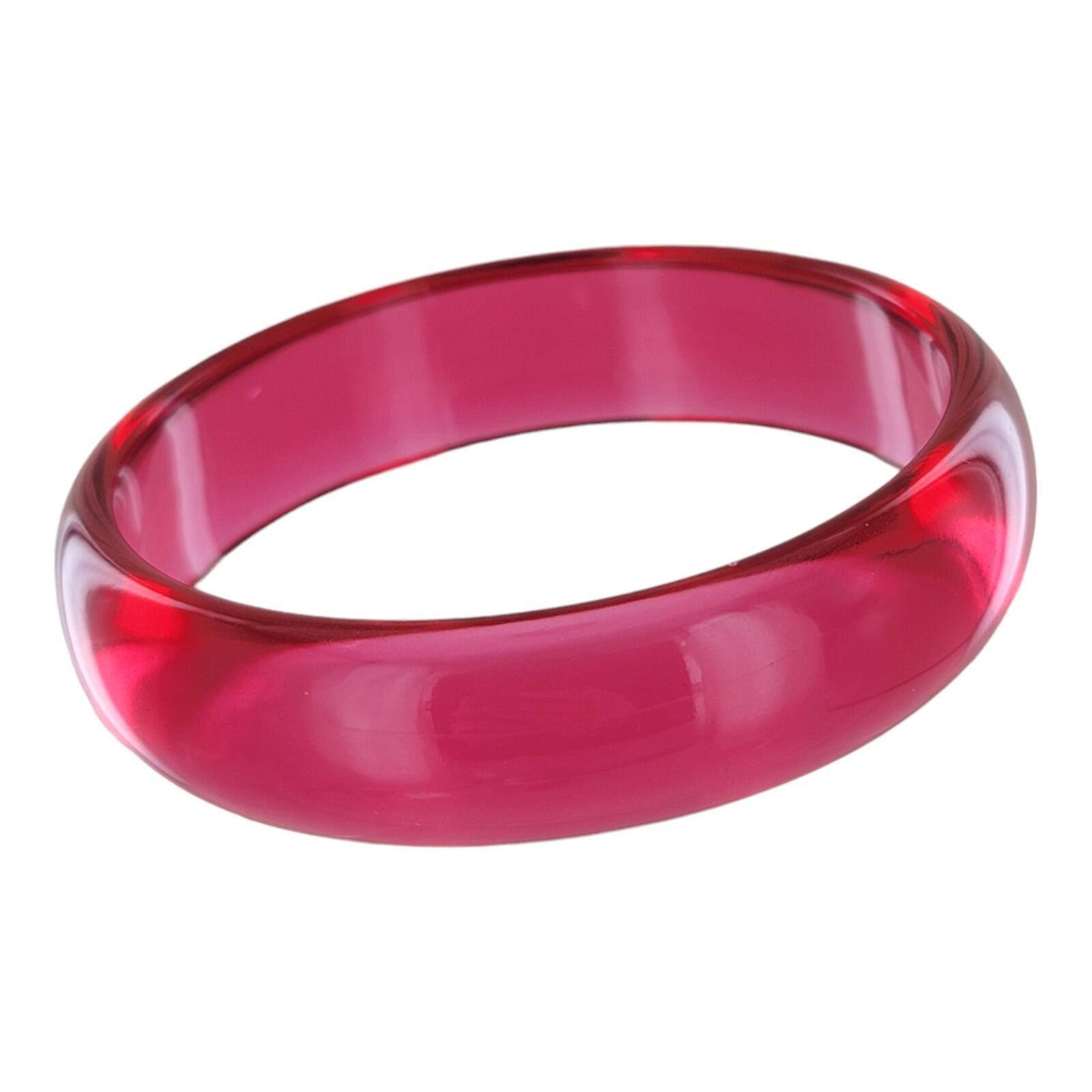 Clear Pink Translucent Acrylic Domed Round Bangle Bracelet Ladies Standard Size