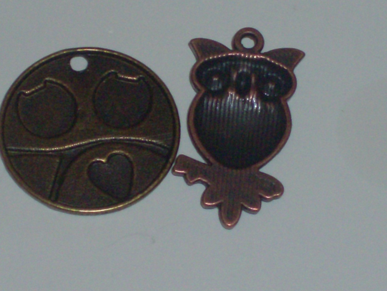 Unique 4 Pc. Bronzetone & Coppertone Owl Pendant Lot