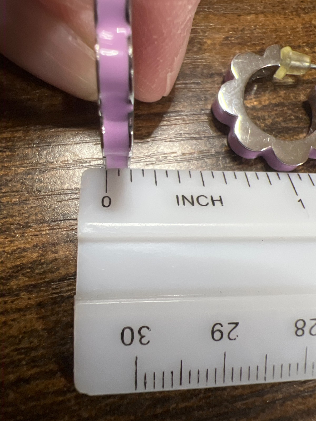 Kate Spade Lilac Scalloped Hoop Stud Signed Earrings, Very Good Condition.