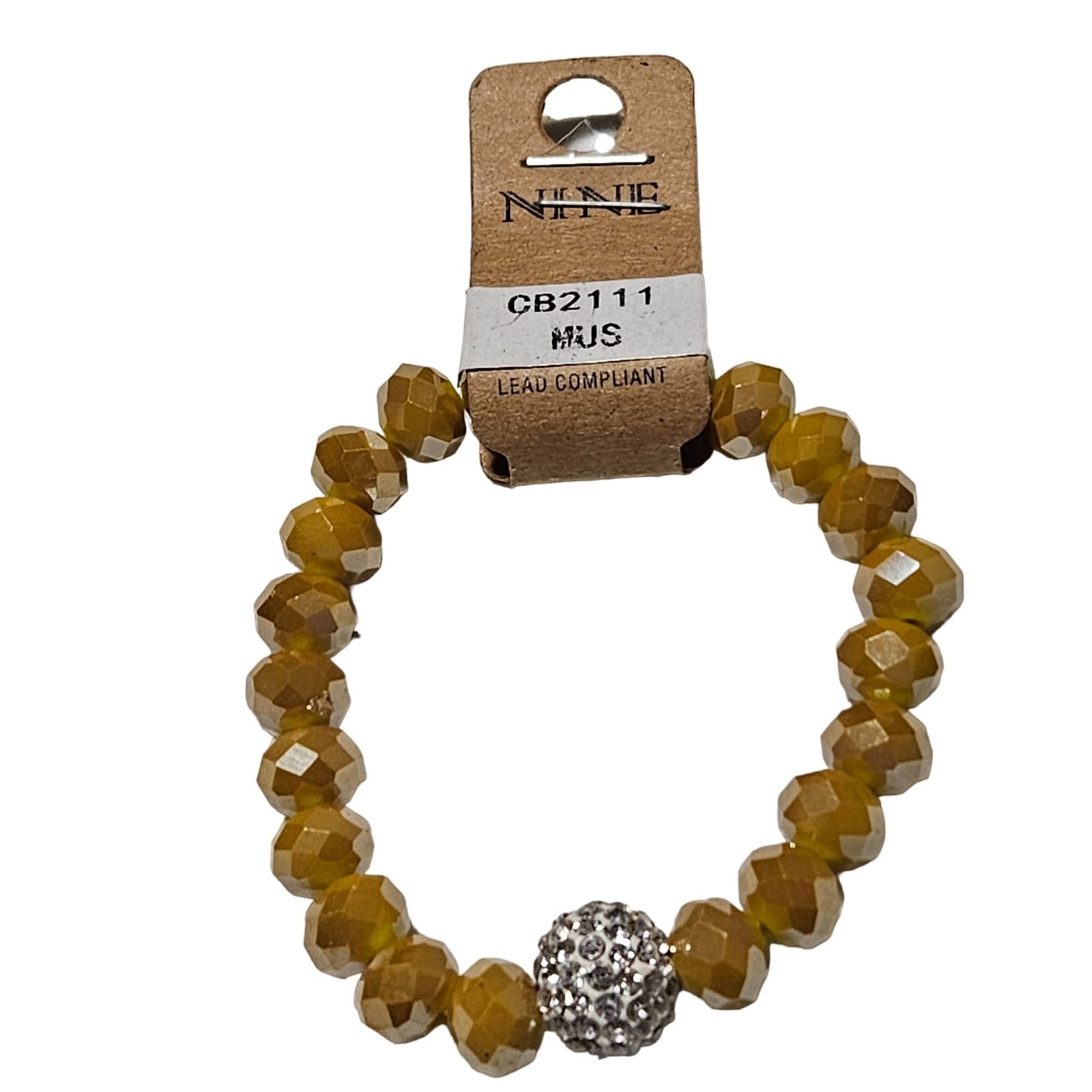 Elegant Nine Beaded Bracelet Rhinestone Ball Yellow Faceted Beads Lead Compliant