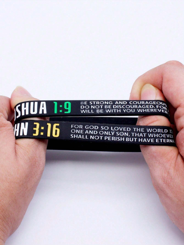 4Pcs Inspirational Bible Verse Silicone Wristband Christian Faith Rubber Band