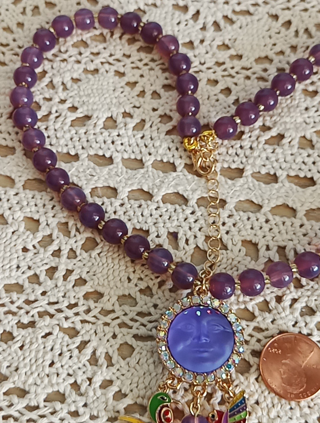 Kirks Folly Jewelry Double Sided Sea View Moon Necklace Women Gift