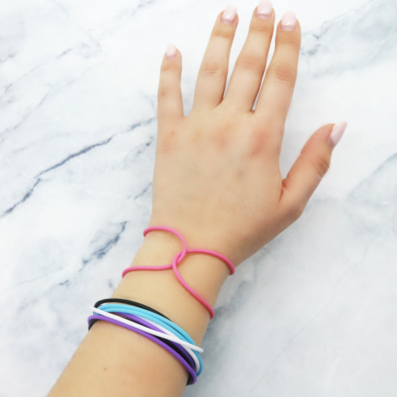 72 PCS Silicone Jelly Bracelets for Girls & Women, Stretch Hair Ties in 5 colors