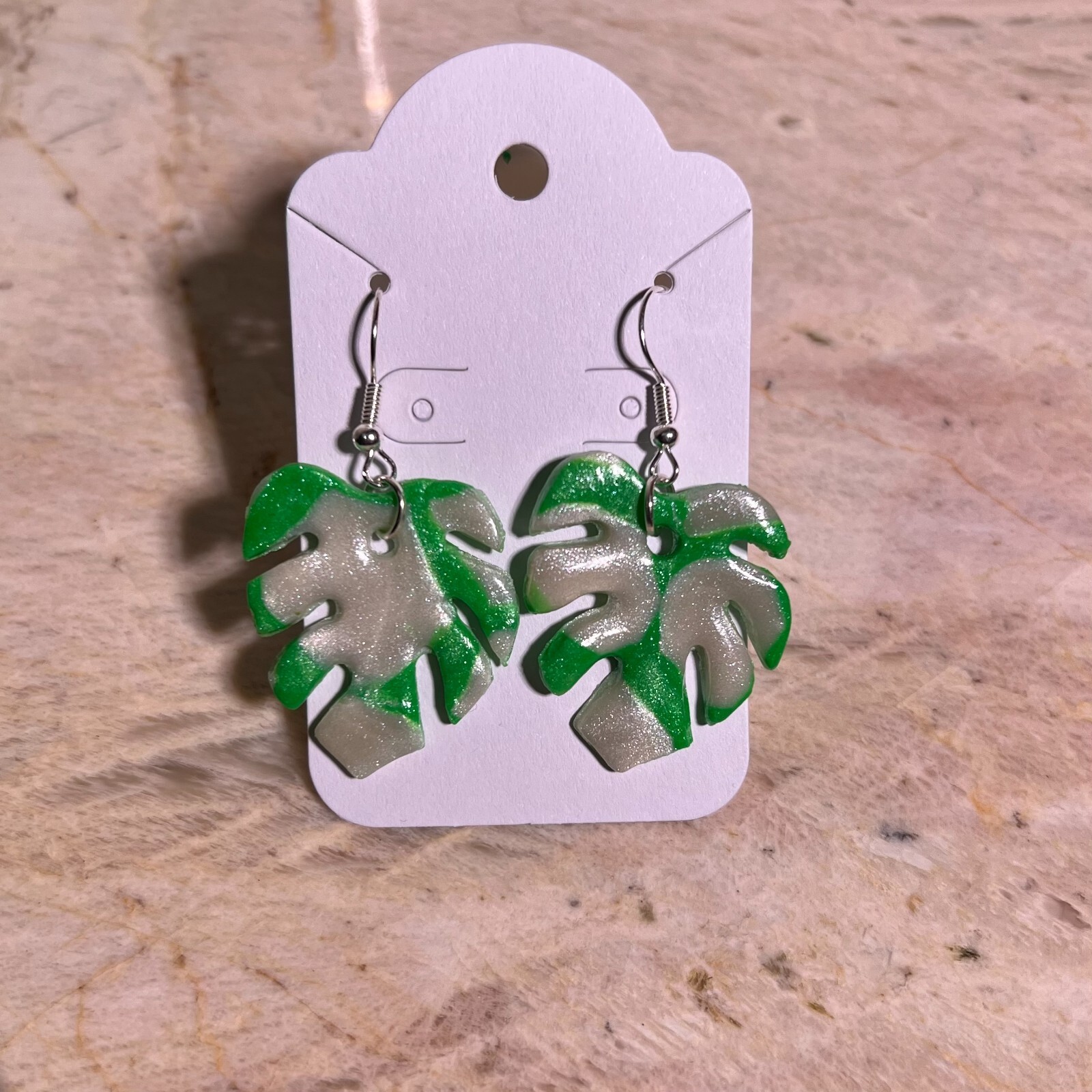 MONSTERA CLAY EARRINGS HANDMADE, GLAZED GREAT GIFT IDEA (SELECT FROM PHOTOS) #1