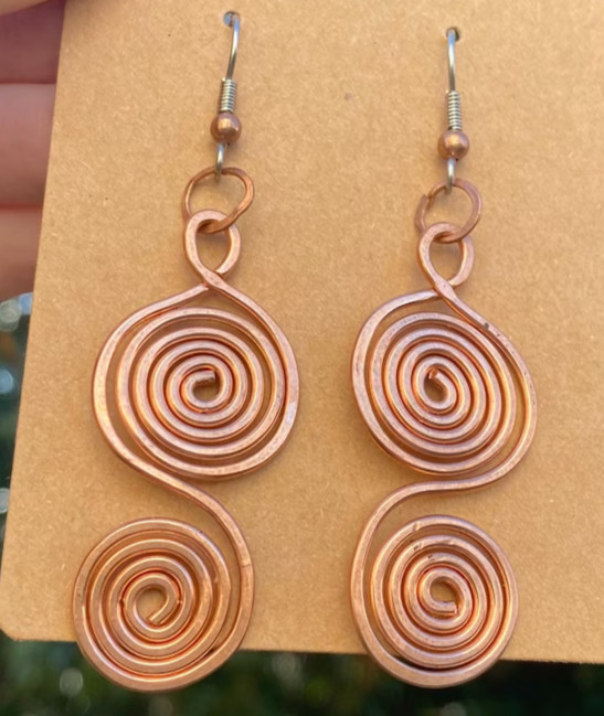 1 Pair Pure Copper Healing Spiral Hook Earrings, Jewelry Spiritual Kriya