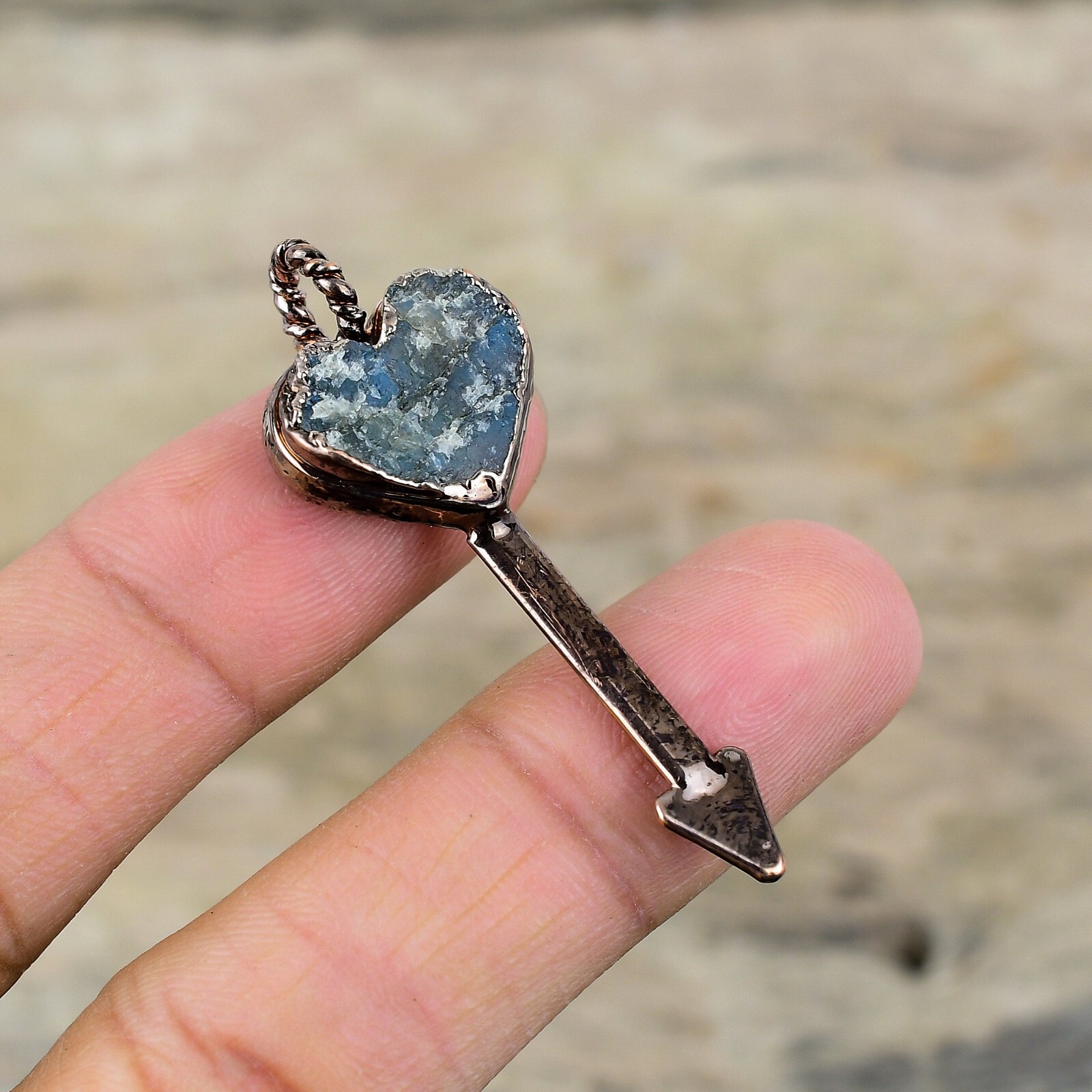 Labradorite Rough Electroformed Pendant Handcrafted Copper Ethnic Gift 2.09″