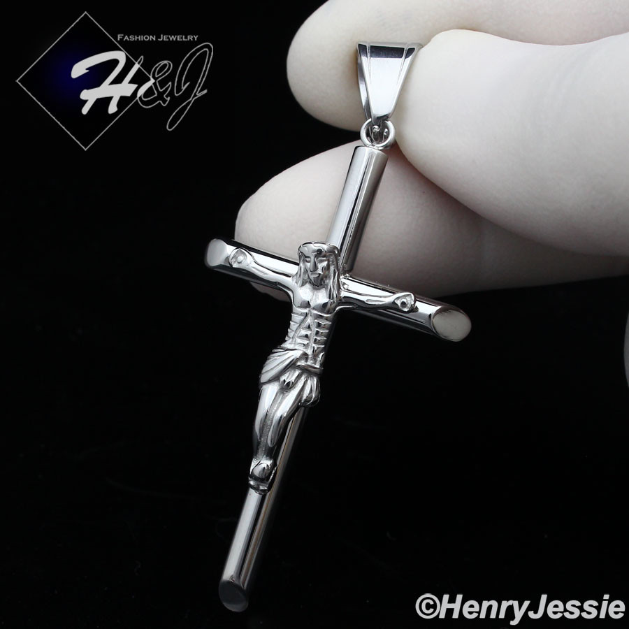 MEN’s Stainless Steel Gold/Silver/Black Plated JESUS Cross Crucifix Pendant*P116