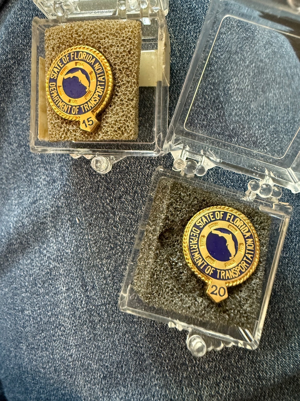 Vtg State of Florida Dept. of Transportation 15 & 20 Yrs of Service Lapel Pins