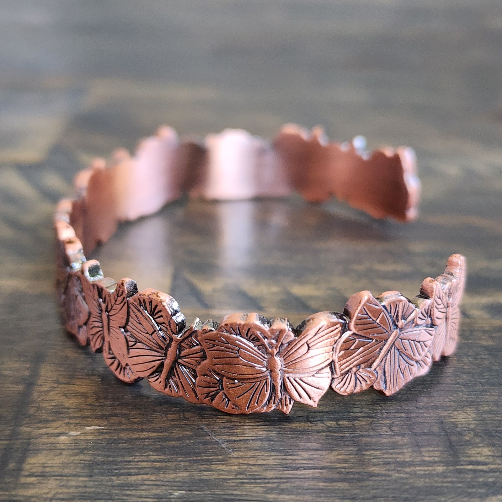 Pure Copper Butterfly Bracelet, Adjustable Copper Cuff, Butterfly Bangle