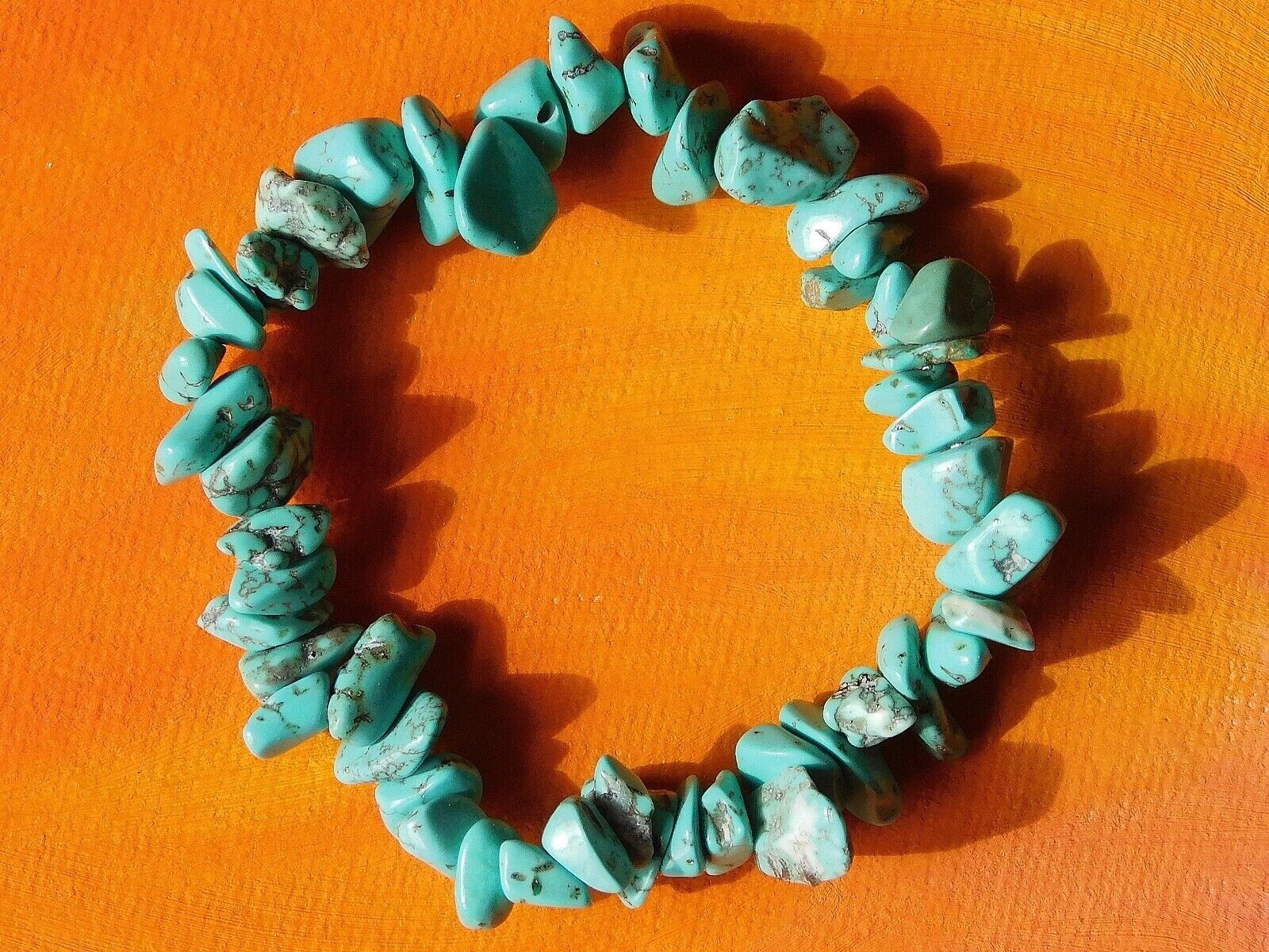 Handmade To Order – Gemstone Chip Beaded Bracelet – Turquoise Howlite Beads.