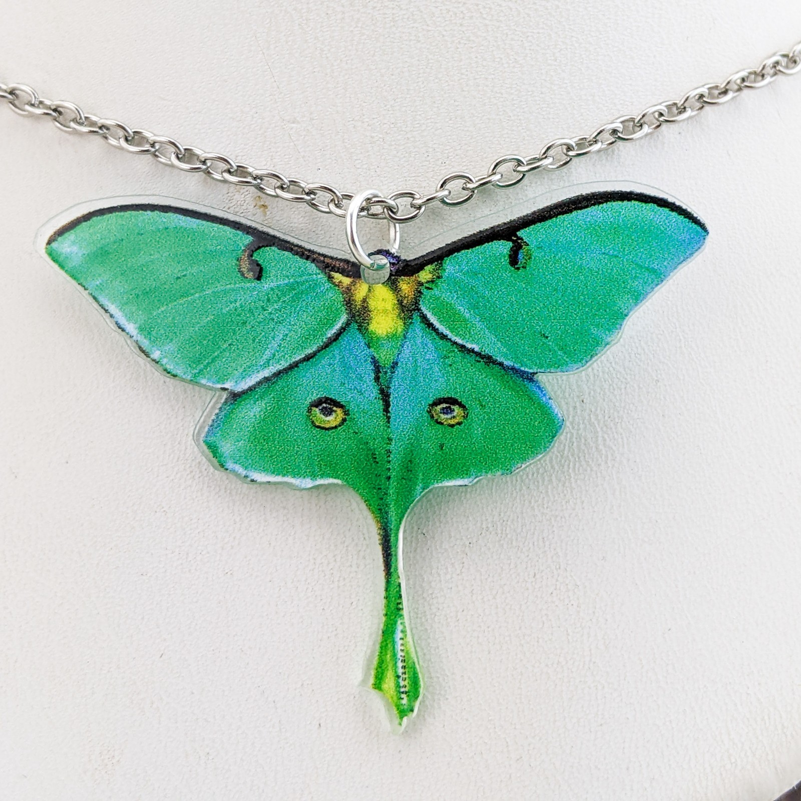3 pc Luna Moth Silver Drop Earrings & Necklace Fashion Jewelry acrylic gift set