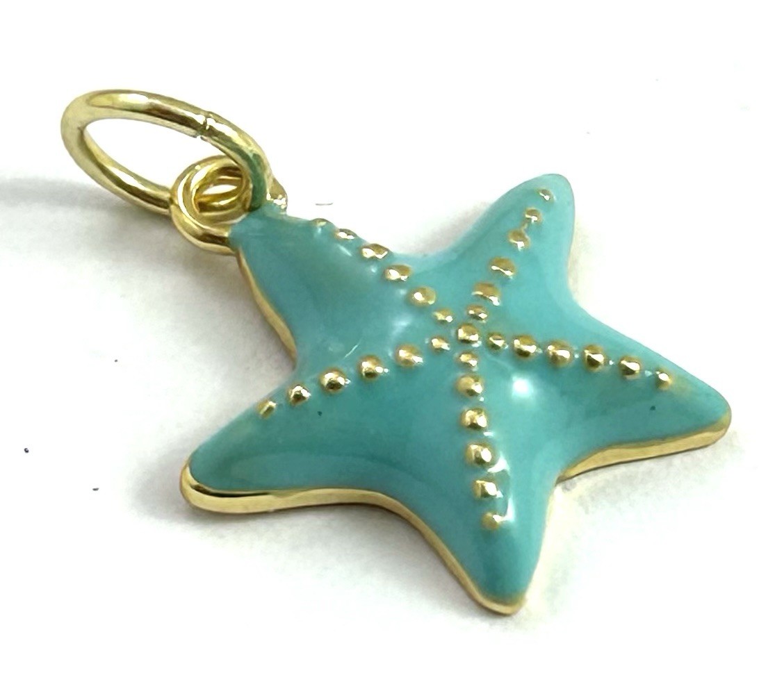 Starfish Charm Necklace Pendant Seashell Gold Plated Enamel Beach Jewelry