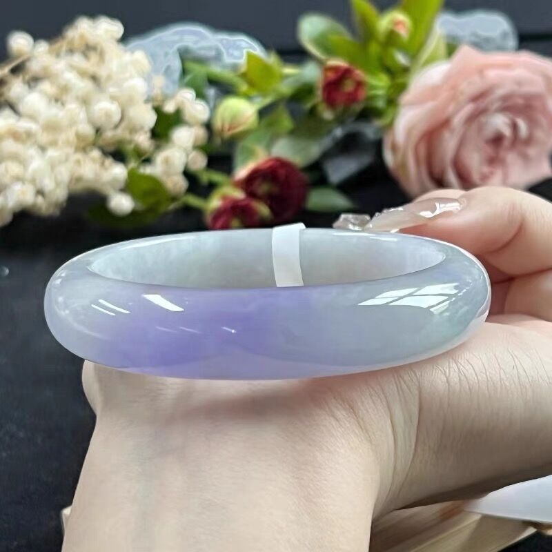 Certified Burma Jadeite Natural A grade Floating Green Purple Jade Bracelet