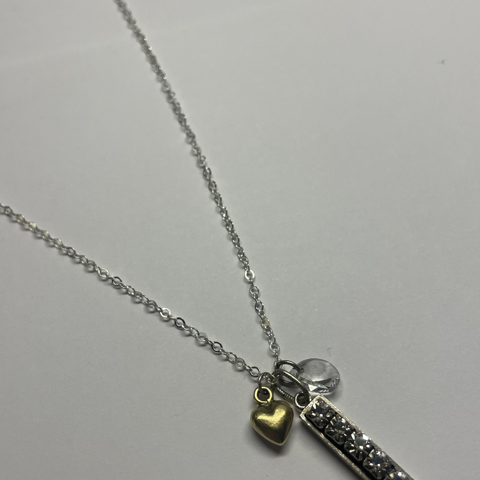 Women’s Costume Necklace Silver Tone Chain Rhinestone Pendant / Charms 27 Inch