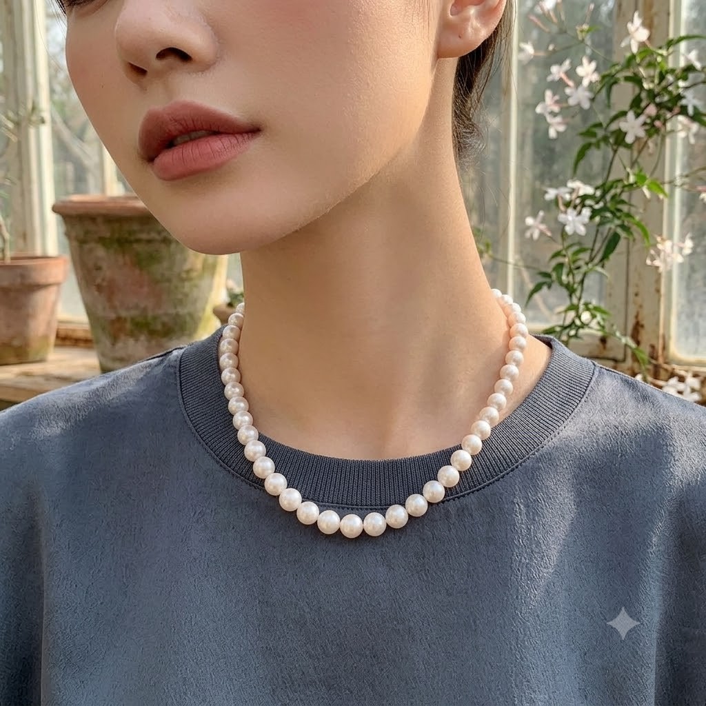 Natural Freshwater Baroque Shaped Pearl Necklace Elegant Handmade Jewelry Gift