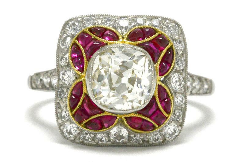 Simulated 2.10TCW White Red Ruby & White Sapphire Anniversary In 935 Silver Ring