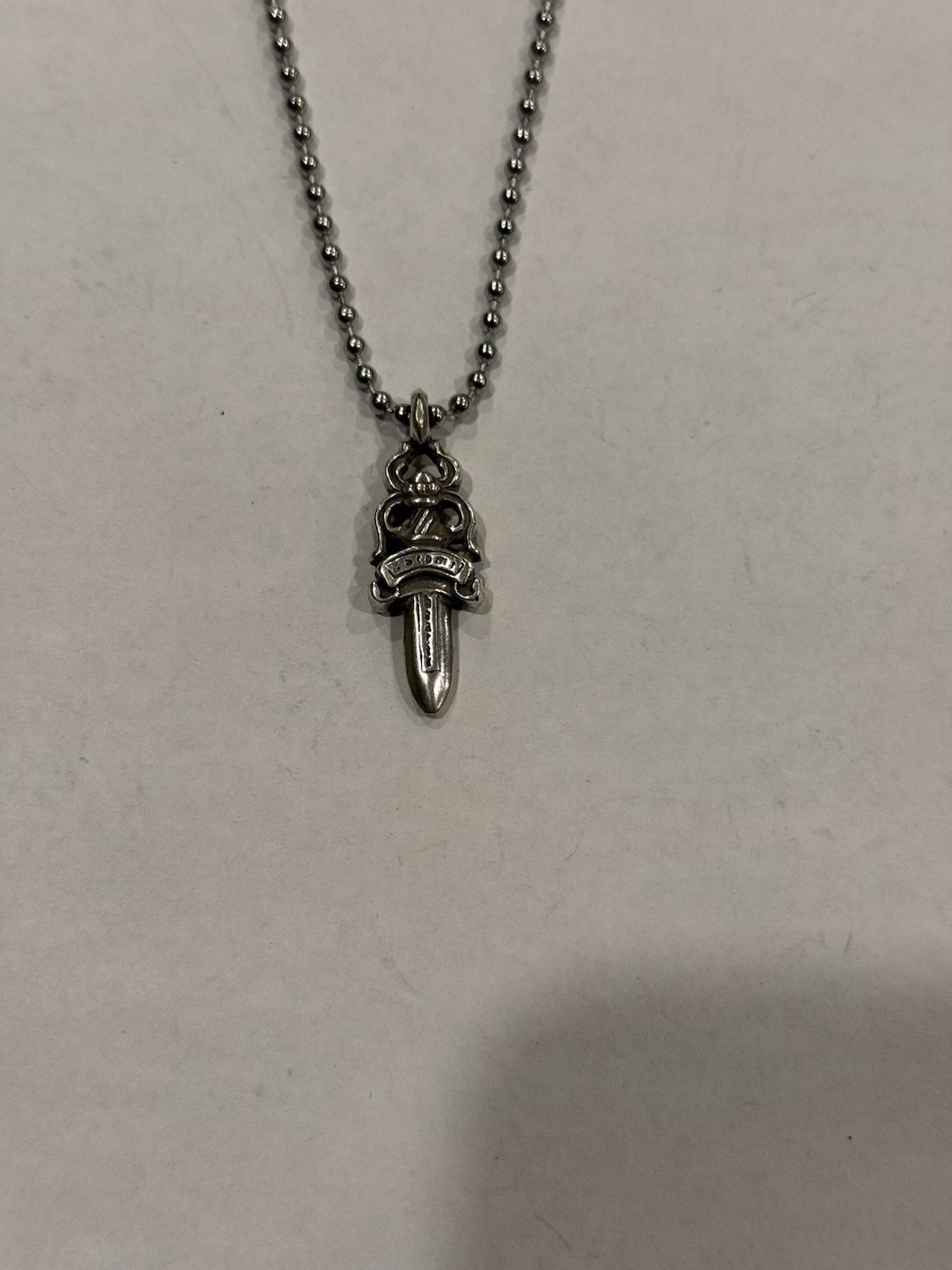 Chrome Hearts Dagger Pendant Silver Ball Chain Necklace Sterling .925 #5 CH